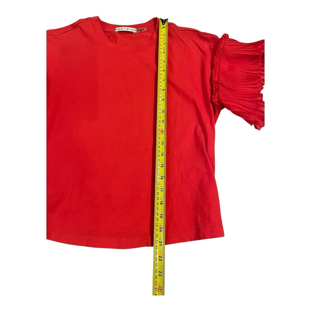 Alice + Olivia Short Sleeve Top Red Cotton T-shirt Women’s XS - Picture 8 of 8